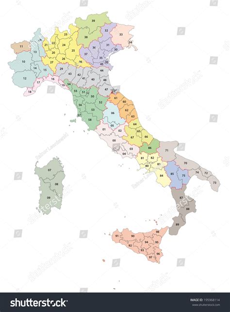 carte des codes postaux italiens à image vectorielle de stock libre