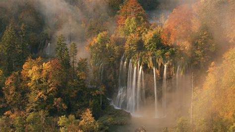 Wallpaper Sunlight Trees Landscape Forest Waterfall Nature