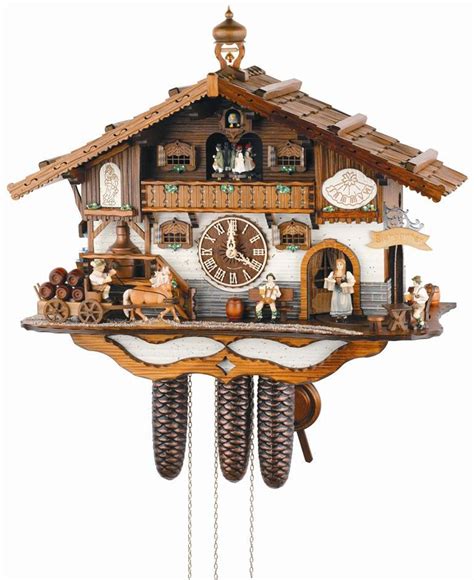 Cuckoo Clock 8 Day Bavarian Biergarten And Beer Wagon Schneider