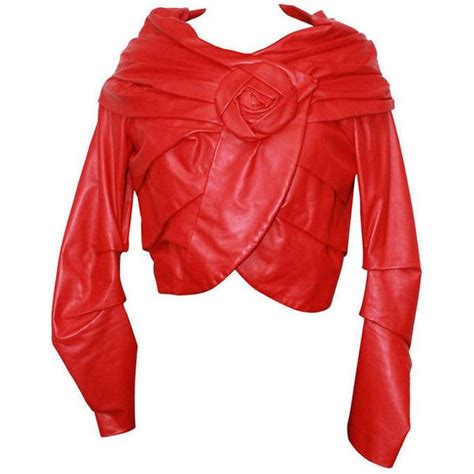 Pre Owned Emanuel Ungaro Red Leather Jacket S 1150 Liked On