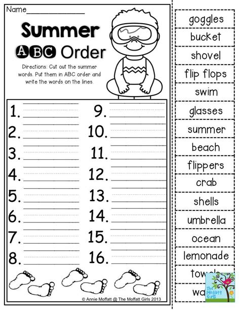 Alphabetical Order For First Grade