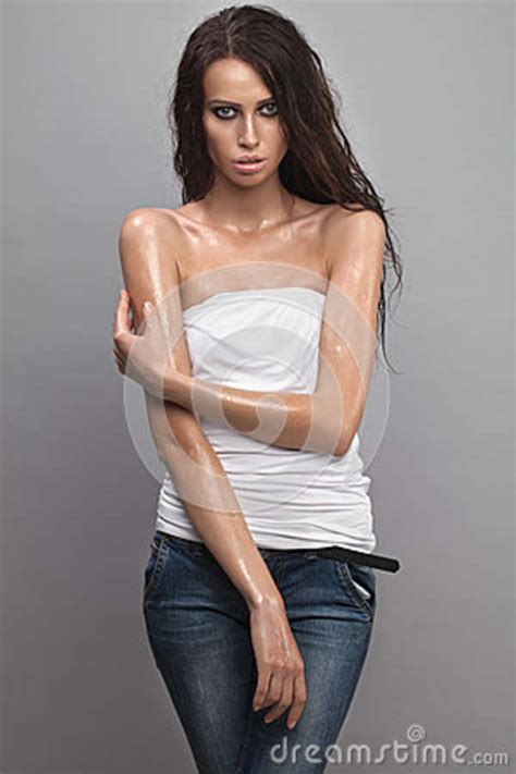 Wet Beauty Portrait Stock Image Image Of Jeans Style 69273069