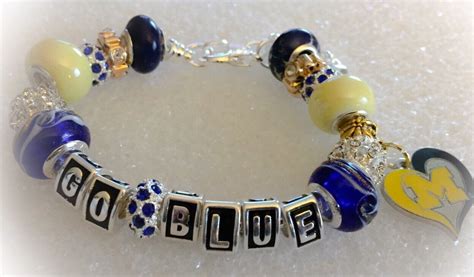 University Of Michigan Go Blue Jewelry Bracelets Handmade With