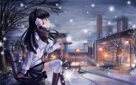 Winter Anime Girl Wallpapers Top Free Winter Anime Girl Backgrounds Wallpaperaccess