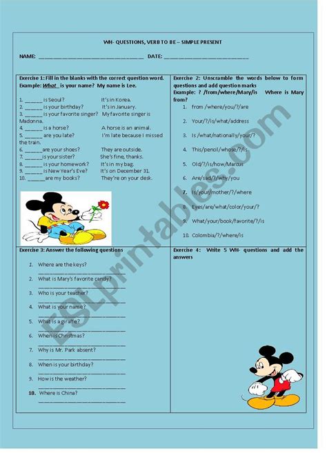 Wh Questions Verb To Be Esl Worksheet By Nataliazabril