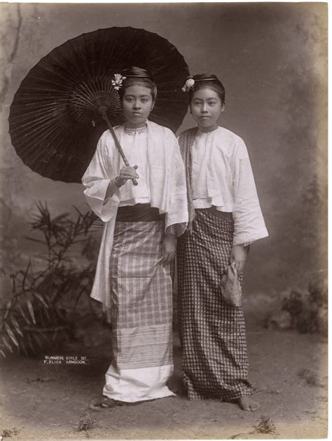 Burmese Girls Rangoon Burma Myanmar C1880s Old