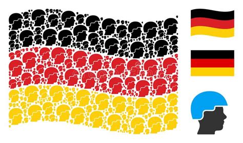 Waving German Flag Collage Of Man Head Profile Icons Stock Vector
