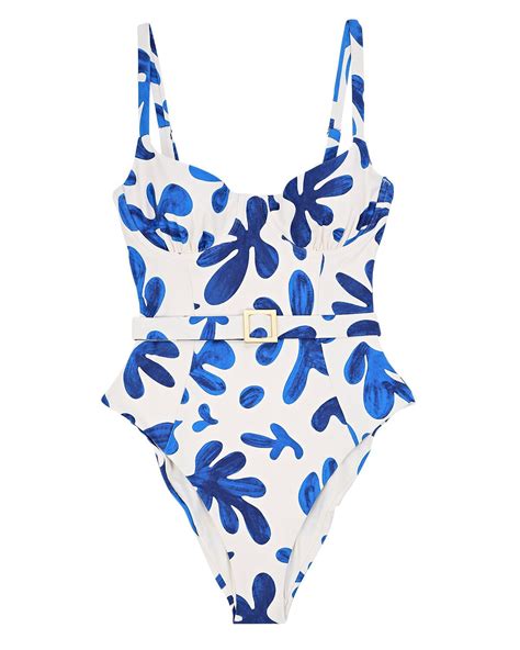 Weworewhat Danielle Abstract Print Belted One Piece Swimsuit Editorialist