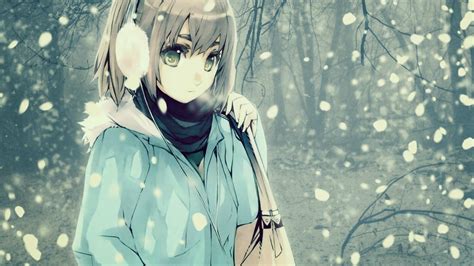 Anime Girl Eyes Hair Winter Snow Wallpaper Nature And Landscape Wallpaper Better