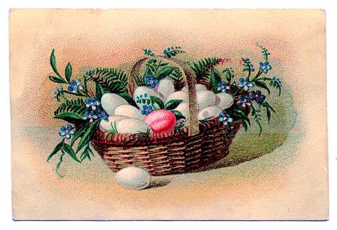 vintage clip art easter baskets with eggs the graphics fairy