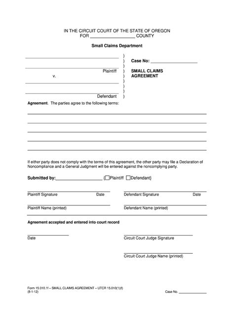 Small Claims Agreement Fill Out And Sign Online Dochub