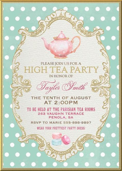 Let the invitees know where the venue is and at what time and date the socializing starts. Tea Party Invitations Template - Party Invitation Collection