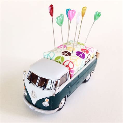 I Made A Peace Pickup Pincushion Vw Volkswagon Pin Cushion Diecast Van