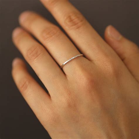 Wedding Band Diamond Ring Minimalist Ring Engagement Etsy