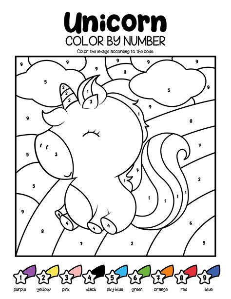 Unicorn Color By Number 09 In The Playroom