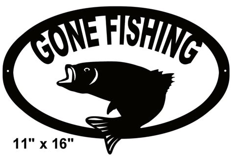 Fishing Laser Cut Silhouette Gone Fishing Sign 11×16