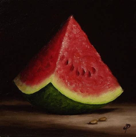 Watermelon J Palmer Daily Painting Original Oil Still Life Art 8 X 8