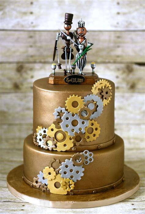 Steampunk Wedding Cake Designed Around Topper That Bride Provided