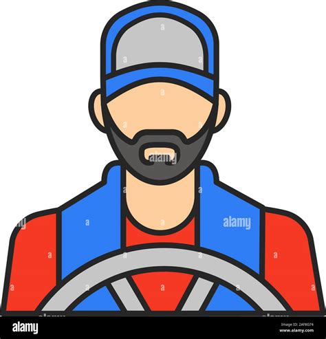 Driver Color Icon Transportation Service Isolated Vector Illustration