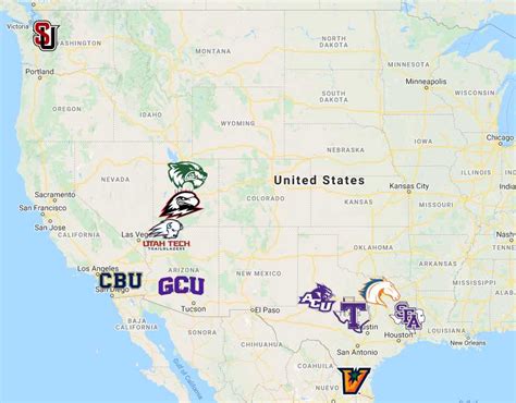 Western Athletic Conference Map Teams Logos