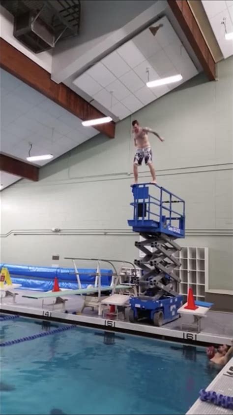 Used Our Scissor Lift As An Adjustable Height Diving Board After