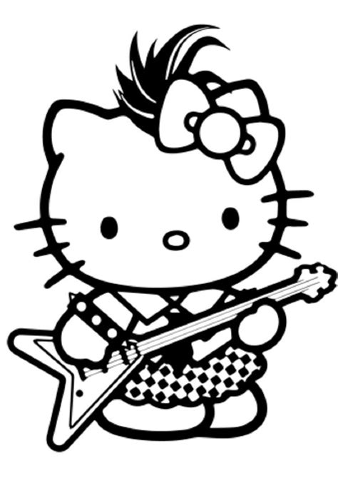 Select from 35919 printable coloring pages of cartoons, animals, nature, bible and many more. Hello Kitty Rockstar Coloring Pages | Warna, Gambar