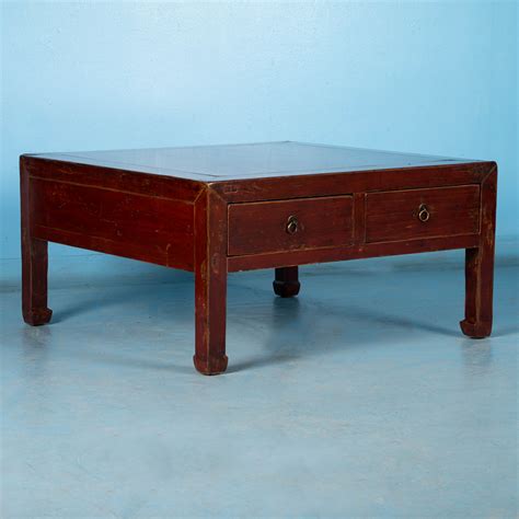 Chinese simple plain wood low altar kang coffee meditation table cs5958. Antique Red Lacquered Chinese Coffee Table