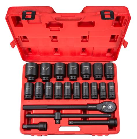 3 4 Inch Drive Deep 6 Point Impact Socket Set Inch 22 Piece TEKTON