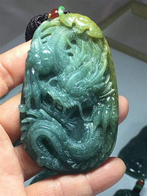 Natural Myanmar Jade 7A HandCarved Jade Dragon Jadeite Jade Pendant