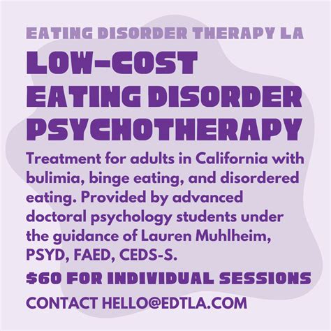 Low Cost Eating Disorder Psychotherapy Now Available Eating Disorder Therapy La