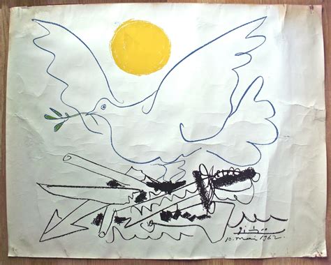 Large Original 1962 Picasso Dove Of Peace Lithograph