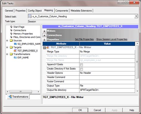 Customize Your Target Flat File Column Headings Using Informatica