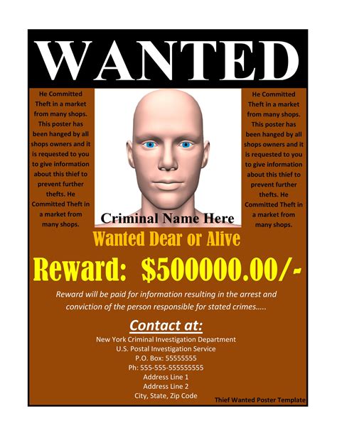 Fake Wanted Poster Template