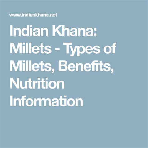 Indian Khana Millets Types Of Millets Benefits Nutrition