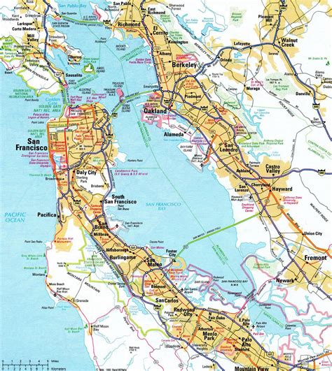 Bay Area Freeway Map Map Of Bay Area Freeway California Usa
