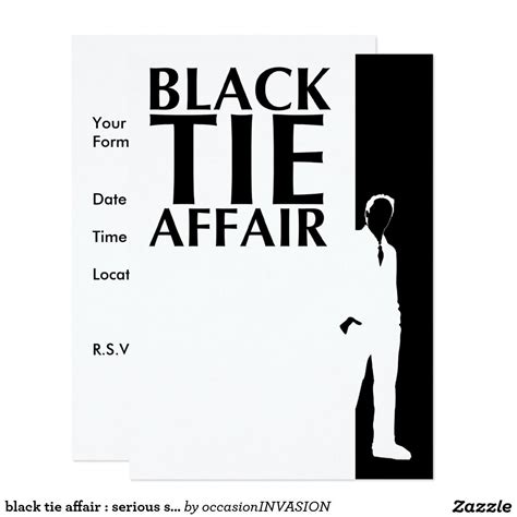 Black Tie Affair Serious Silhouette Invitation Black