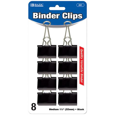 Bazic Medium 1 14 32mm Black Binder Clip 8pack Bazic Products