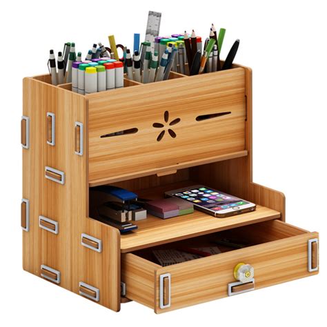 Multifunctional Storage Box Desk Personalized Decoration Wooden Desktop