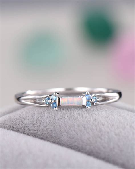 Opal And Aquamarine Ring 925 Sterling Silver Ring Wedding Ring Etsy