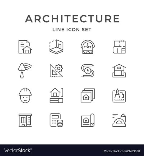Set Line Icons Of Architectural Royalty Free Vector Image