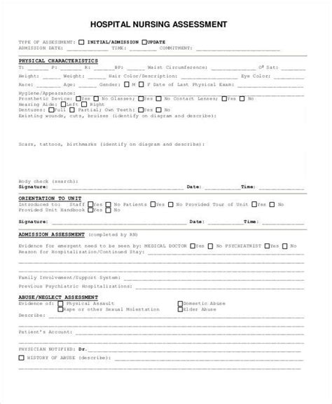 Head To Toe Printable Nursing Assessment Form Template Printable