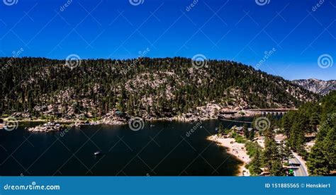 Aerial Drone Landscape Over Big Bear Lake California Stock Image