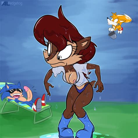 Rule 34 2d Alhedgehog Anthro Archie Comics Boots Breasts Bucket Chipmunk Cleavage Color