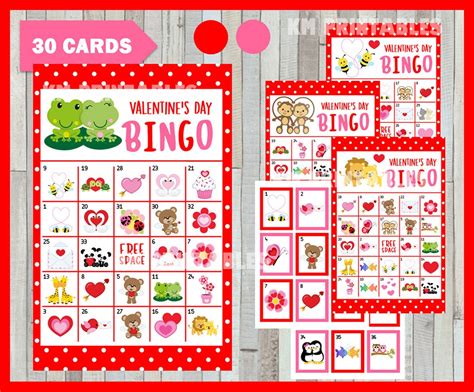 30 Valentines Bingo Cards Printable Valentine Bingo Cards Etsy Ireland