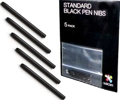 Wacom Standard Nibs For Intuos Cintiq Bamboo Pen 5 Pack Black Ack