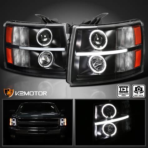 For 2007 2014 Chevy Silverado 1500 2500 Led Drl Halo Projector