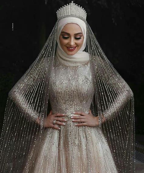 Muslim Wedding Dress Hijab Bride Sequins Wedding Gown Wedding Hijab