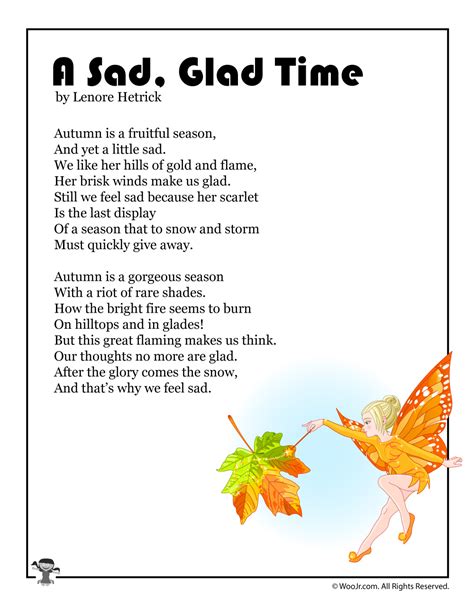 A Sad Glad Time Autumn Childrens Poem Woo Jr Kids Activities