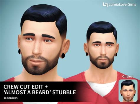 Crew Cut Edit “almost A Beard” Stubble At Lumialover Sims Sims 4