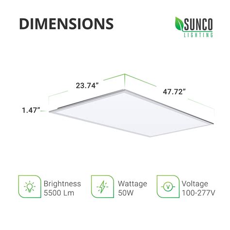 Buy Sunco Lighting 2x4 Led Flat Panel Light Fixture 6000k Daylight